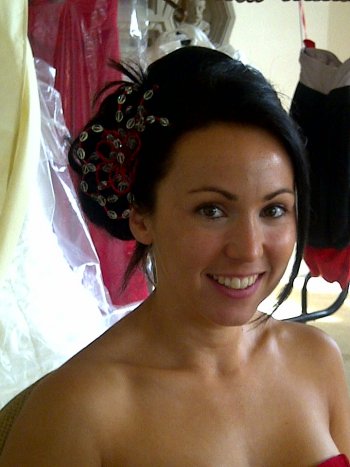 Bridesmaid hair style with stunning crystal hair comb