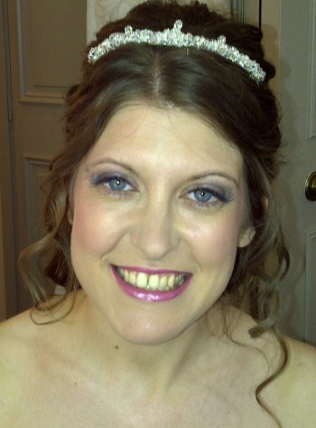 Wedding hair and makeup  with low silver. freshwater pearl and crystal tiara