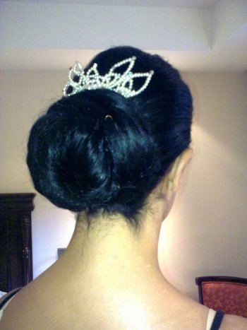 Bridal Hair style Audrey Hepburn with a low chignon using clip in hair 