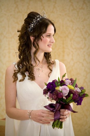 Wedding hair style and natural makeup for a bride with long hair who wants it down (Wedding tiara www.irresistibleheaddresses.com 01403 871449