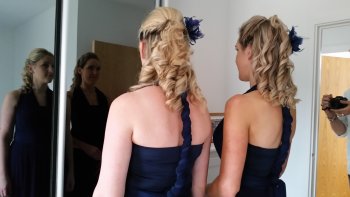 Beautiful adult bridesmaids down hair style